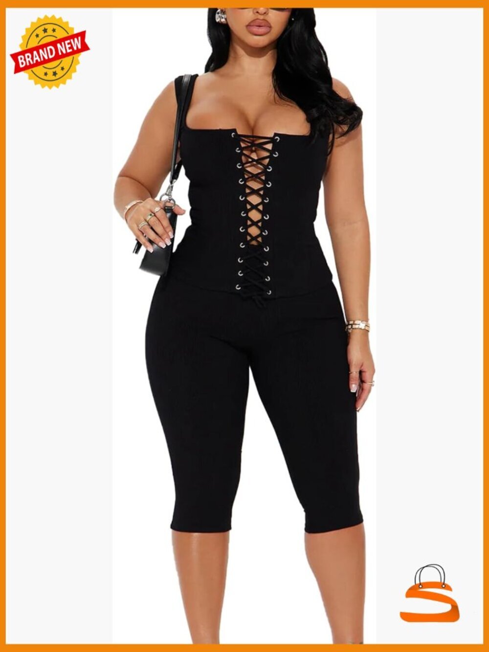 Sexy Two Piece Sets for Women Sleeveless Crop Top Capri Pants